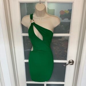 Elegant Green One-Shoulder Dress